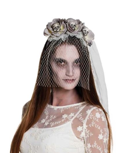 Diadeem bruid zombie - Willaert, verkleedkledij, feestkledij, carnavalkledij,Halloween, Helloween, 31 oktober, hoeden en diadeem